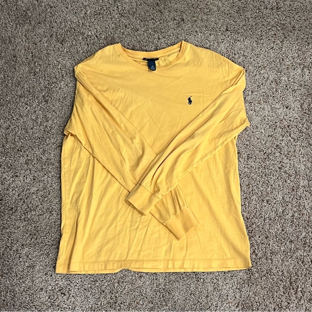 Ralph Lauren Yellow Long Sleeve Tee with Polo Logo